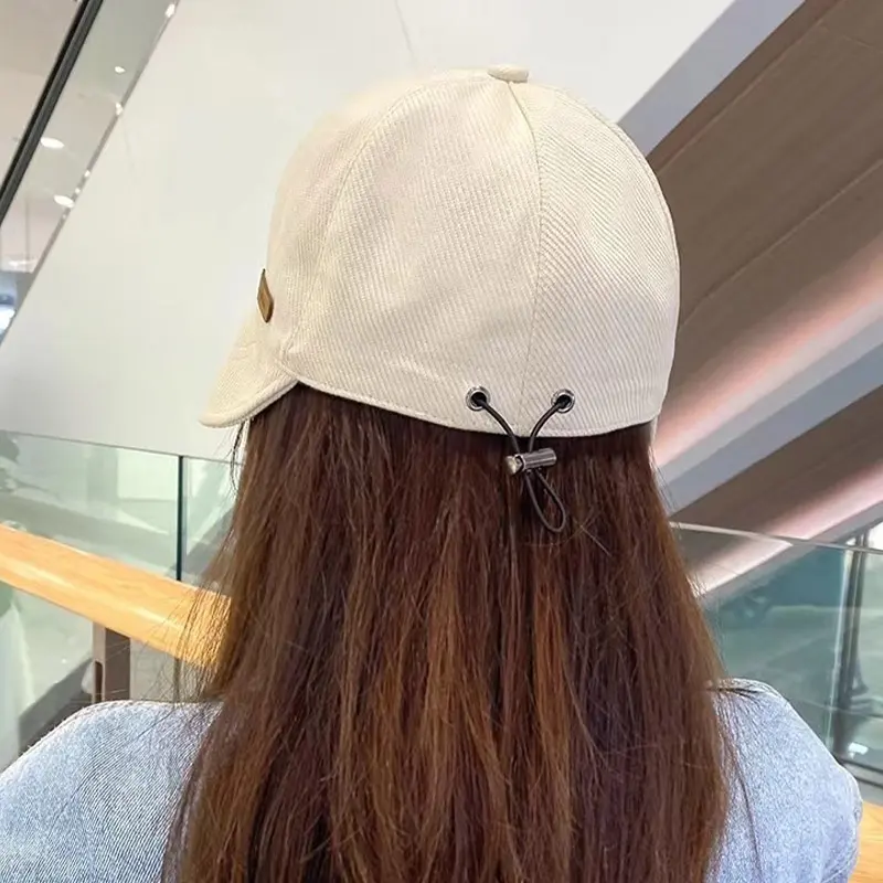 Large Brim Sunscreen Fisherman Caps for Women Solid Color Drawstring Adjustable Duck Tongue Caps Fashion Lady Sun Protection Hat