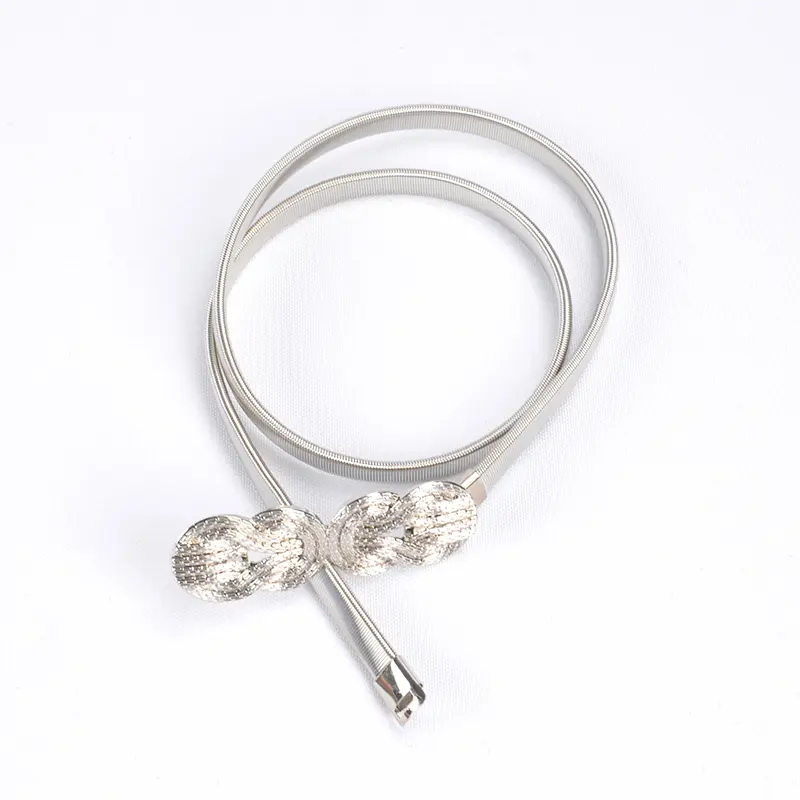 Wedding Gold Silvery Leaf Shape Belt For Lady Girls Elegant Skinny Elastic Metal Waist Belt Women Dress Novetly Cummerbunds Belt