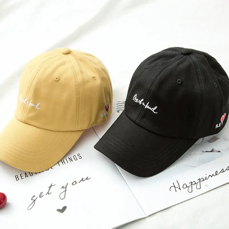 Heart Embroidery Women Baseball Caps Fashion Letter Soft Cotton Duck Tongue Caps Korean Girl Outdoor Sunshade Peaked Hats