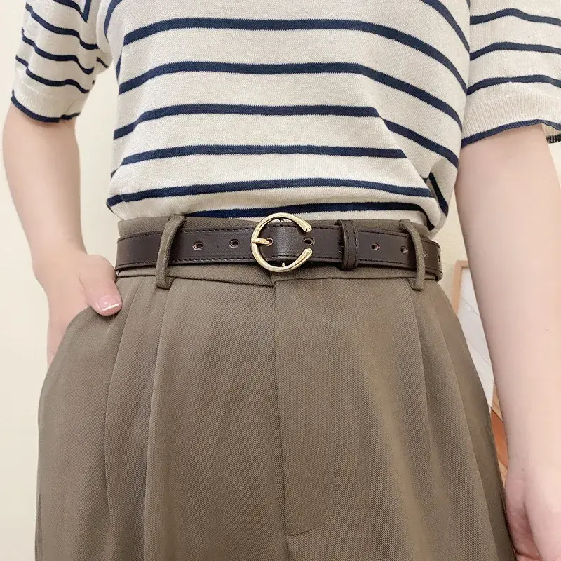 Adjustable PU Leather Belts for Women Fashion Simple Solid Color Grommet Waistbands Lady Girl Jeans Pants Straps Girdle