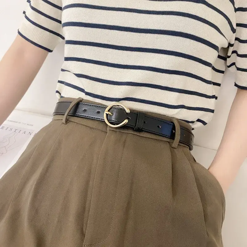 Adjustable PU Leather Belts for Women Fashion Simple Solid Color Grommet Waistbands Lady Girl Jeans Pants Straps Girdle