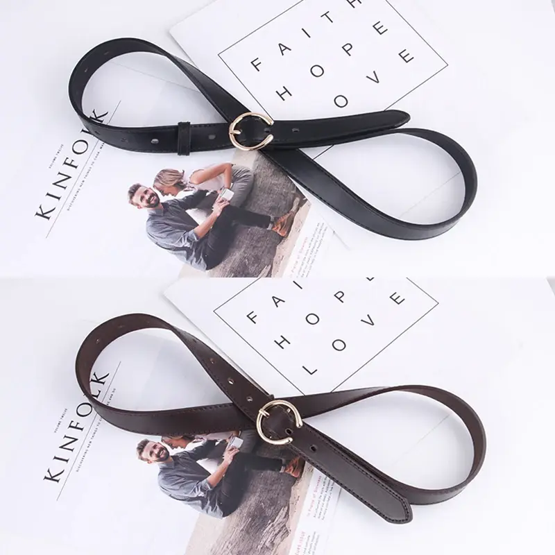 Adjustable PU Leather Belts for Women Fashion Simple Solid Color Grommet Waistbands Lady Girl Jeans Pants Straps Girdle