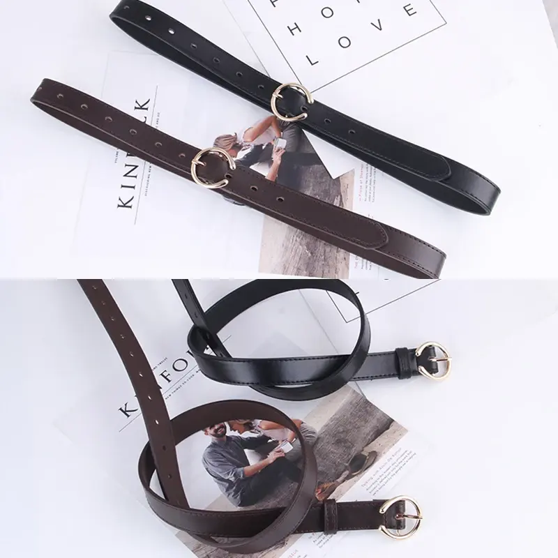 Adjustable PU Leather Belts for Women Fashion Simple Solid Color Grommet Waistbands Lady Girl Jeans Pants Straps Girdle