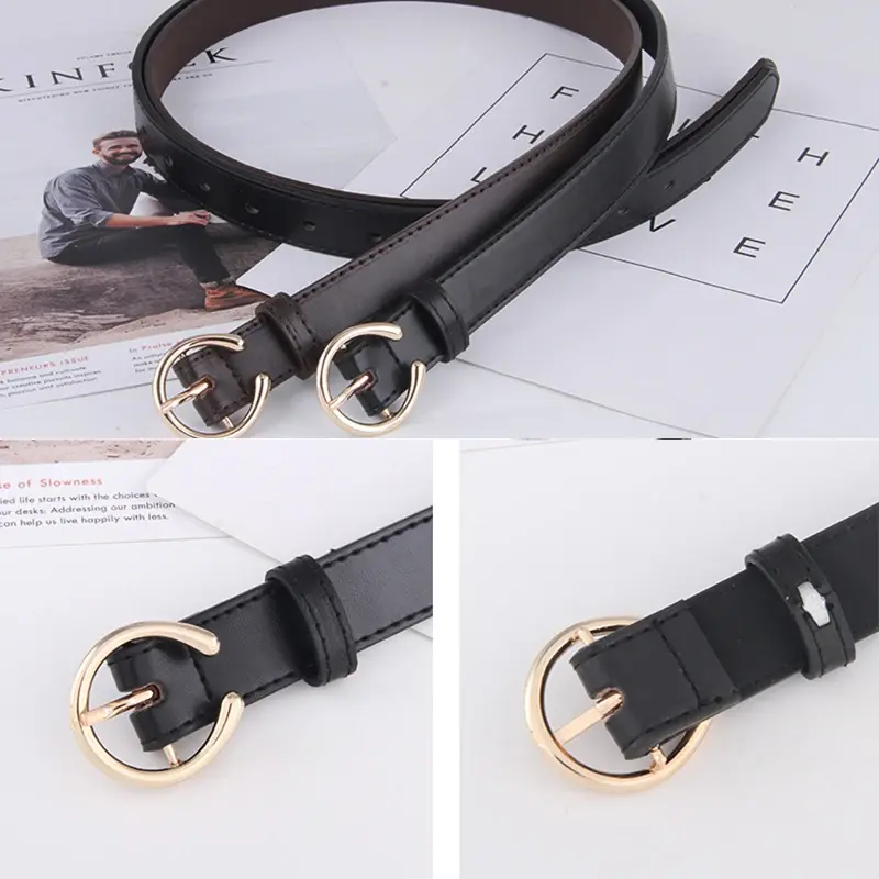 Adjustable PU Leather Belts for Women Fashion Simple Solid Color Grommet Waistbands Lady Girl Jeans Pants Straps Girdle