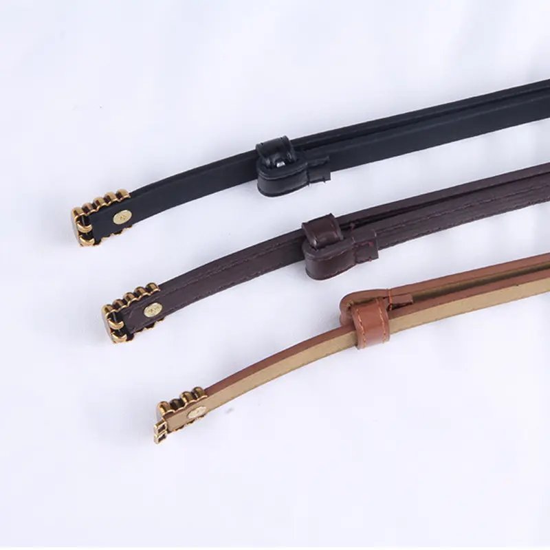 Fashion PU Leather Thin Belts for Women Solid Color Adjustable Metal Buckle Waistband Female Jeans Dress Decorative Strap Girdle
