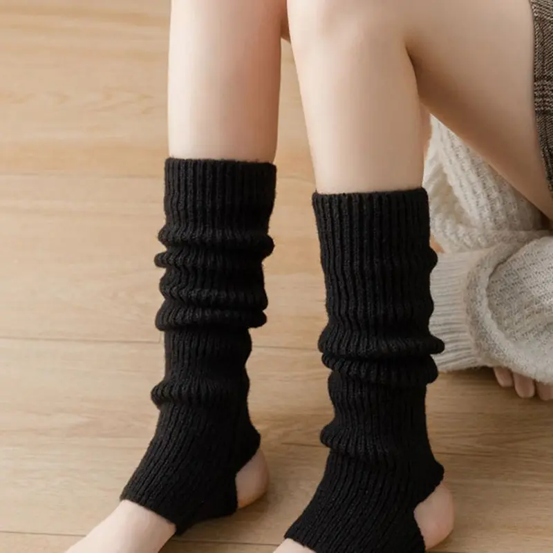 Autumn Winter Knit Long Socks Solid Color Thicken Warm High Tube Socks For Women Lady Girls JK Stockings Long Sokken