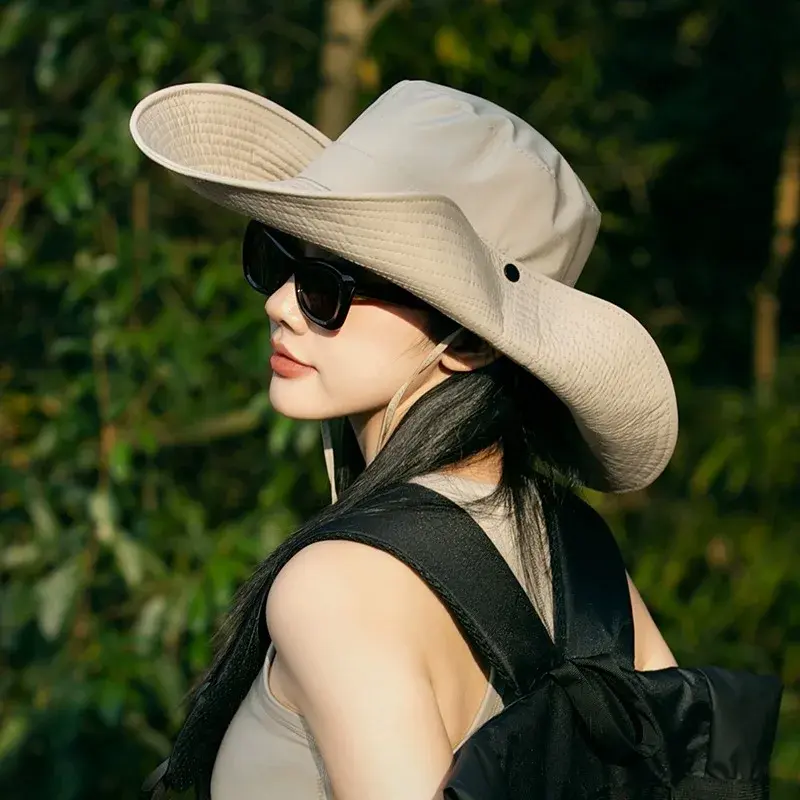 Summer Sunshade Fisherman Caps for Women Outdoor Men Mountaineering Fishing UV Protection Hats Solid Color Western Cowboy Hats