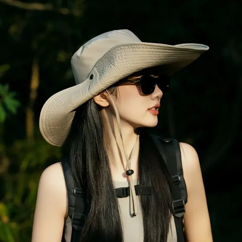Summer Sunshade Fisherman Caps for Women Outdoor Men Mountaineering Fishing UV Protection Hats Solid Color Western Cowboy Hats