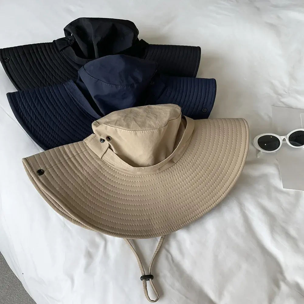 Summer Sunshade Fisherman Caps for Women Outdoor Men Mountaineering Fishing UV Protection Hats Solid Color Western Cowboy Hats