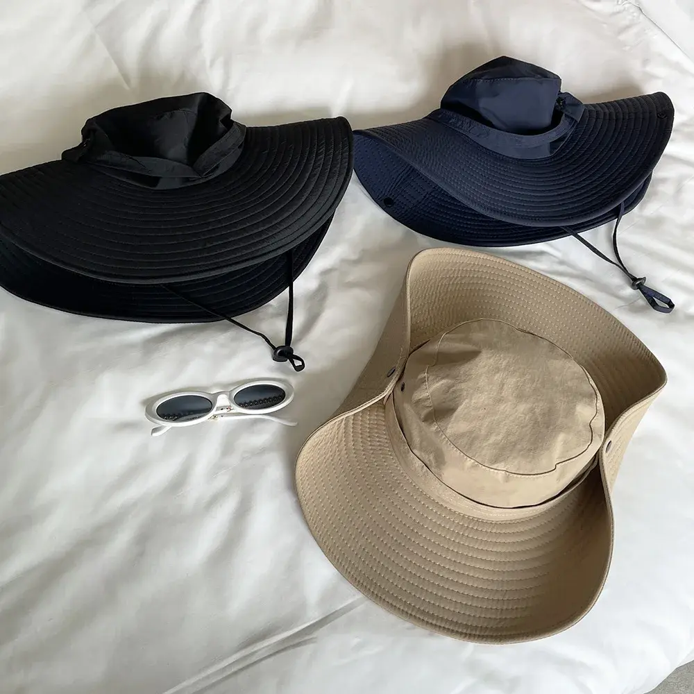 Summer Sunshade Fisherman Caps for Women Outdoor Men Mountaineering Fishing UV Protection Hats Solid Color Western Cowboy Hats