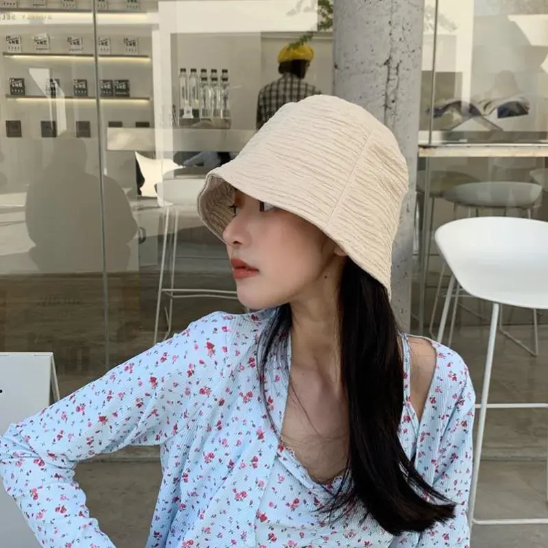 Solid Color Thin Bucket Hats for Women Spring Autumn Soft Wide Brim Sunshade Basin Caps Japanese Girl Travel Fisherman Caps