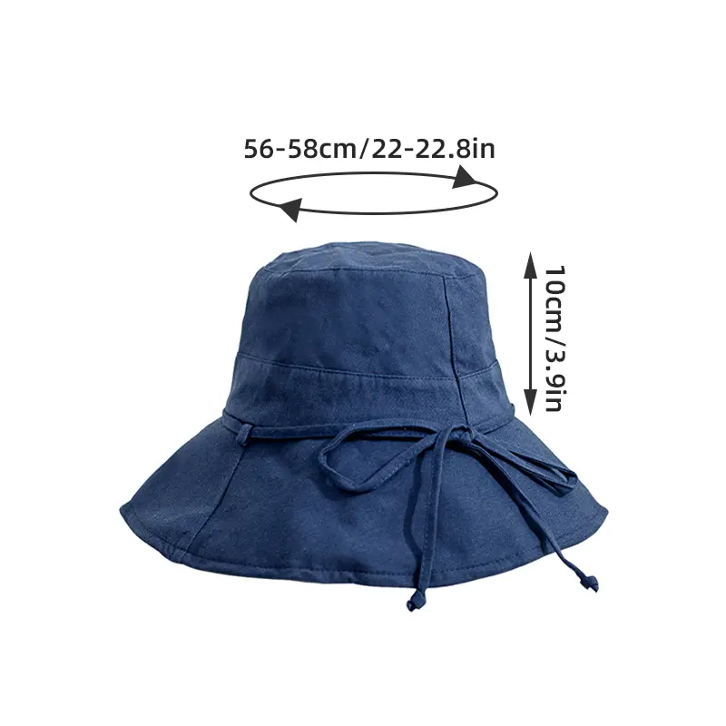 2023 Summer New Women Bucket Hat Solid Color Bows Soft Cotton Outdoor Sun Hats Beach Panama Caps Wide Brim Fishermen Hats