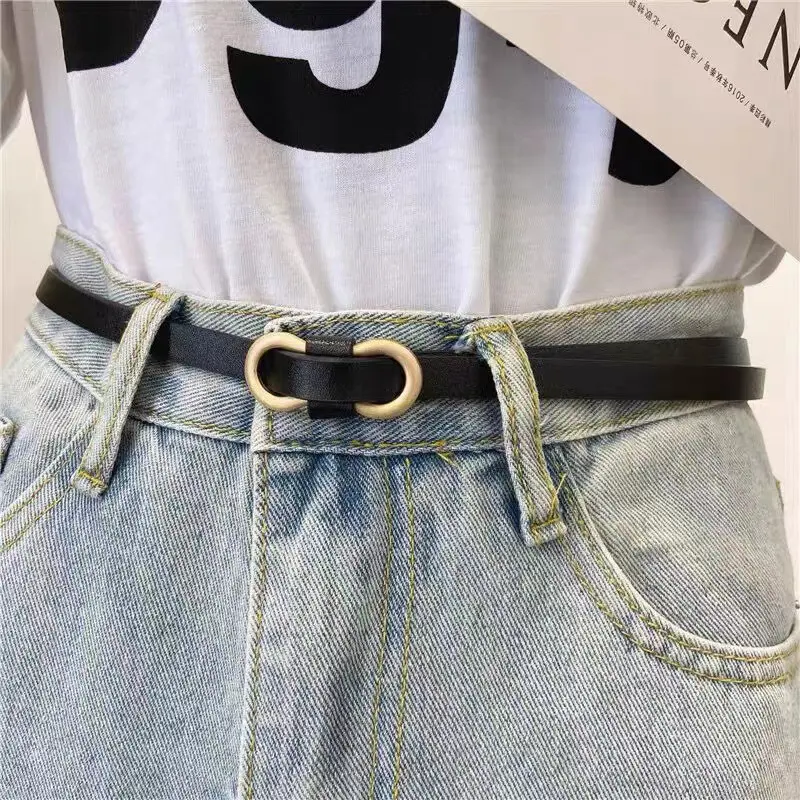 Fashion PU Leather Thin Belts for Women Metal Buckle Knotted Waistband Lady Girl Dress Pants Decorative Straps Girdle