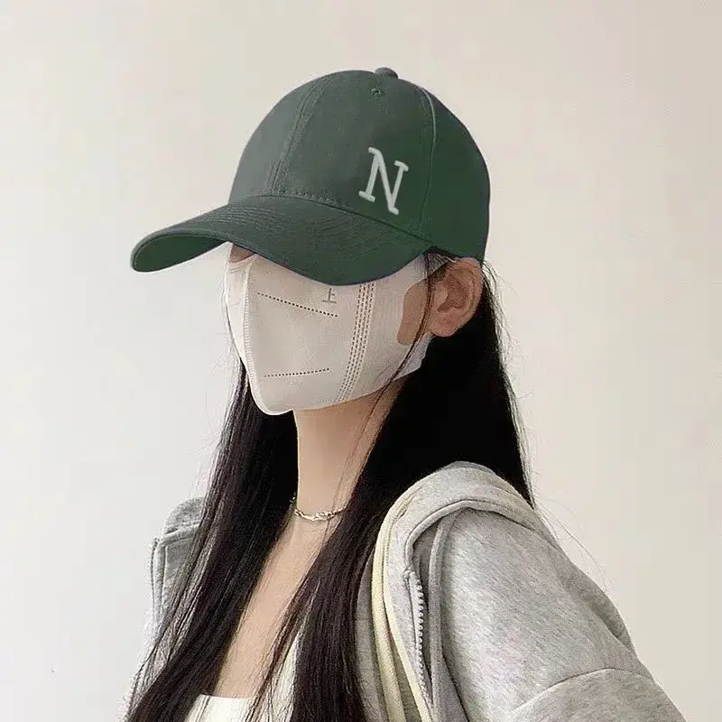 N Letter Embroidery Baseball Caps Women Man Outdoor Sunshade Duck Tongue Caps Solid Color Adjustable Peaked Hats