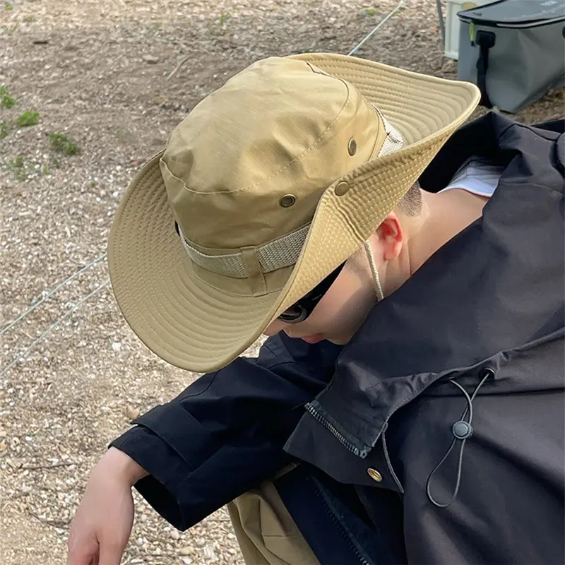 Summer Bucket Hat Men Women Outdoor Fishing Hiking Riding Fisherman Cap Anti-UV Large Brim Panama Sun Hats