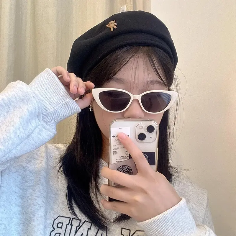 Cute Bear Women Beret Hats Retro Solid Color Cloud Octagonal Hats Korean Girl Artist Painter Caps