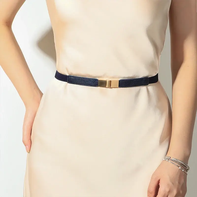 New Elastic Belts for Women Snap Metal Buckle Slim Body Waistbands Lady Dress Coat Decorative Straps Girdle
