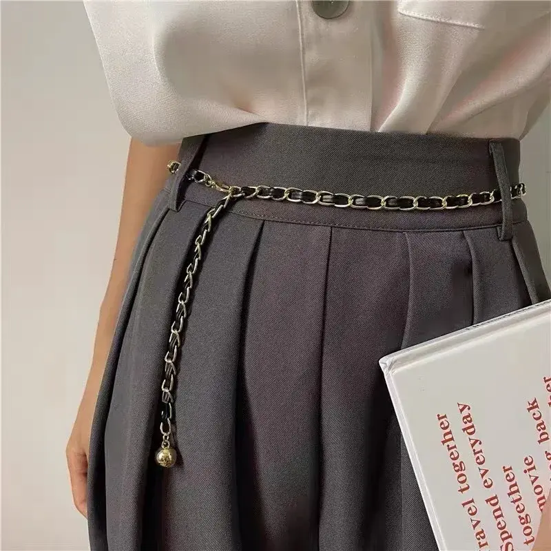 New Women Metal Waist Chains Adjustable Long Thin Waistbands Lady Dress Coat Decorative Straps Girdle Fashion Accessory