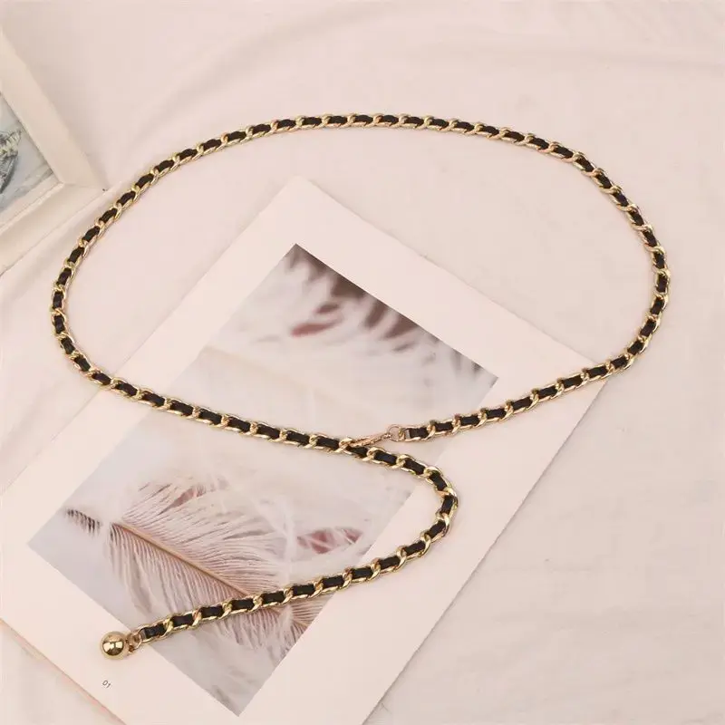 New Women Metal Waist Chains Adjustable Long Thin Waistbands Lady Dress Coat Decorative Straps Girdle Fashion Accessory