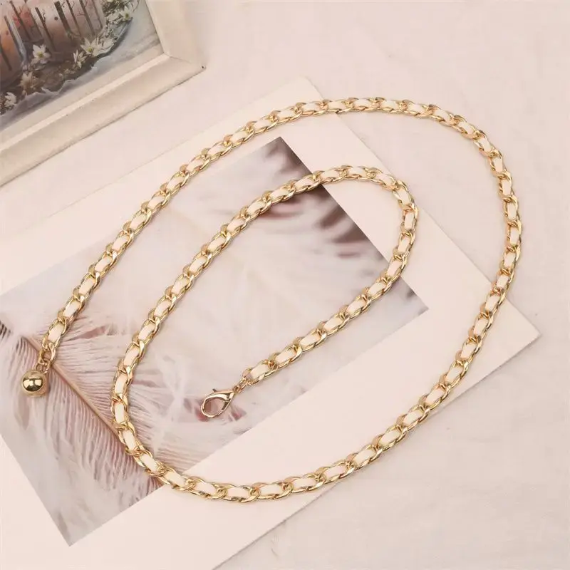 New Women Metal Waist Chains Adjustable Long Thin Waistbands Lady Dress Coat Decorative Straps Girdle Fashion Accessory