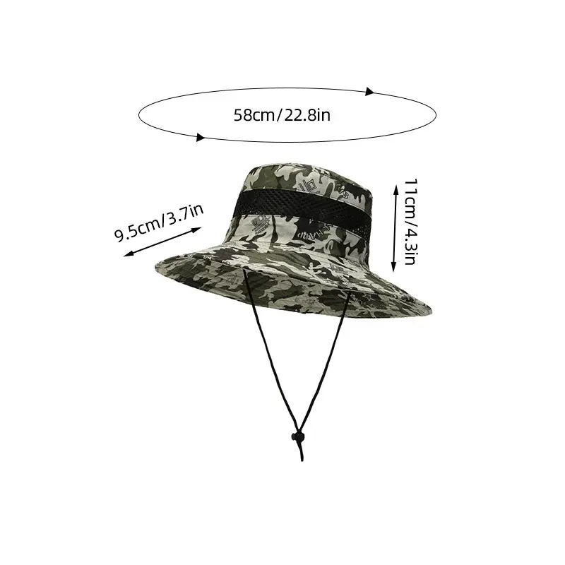 Fashion Camouflage Fisherman Caps for Men Outdoor Fishing Hiking Hunting UV Protection Bucket Hats Casual Male Travel Visors