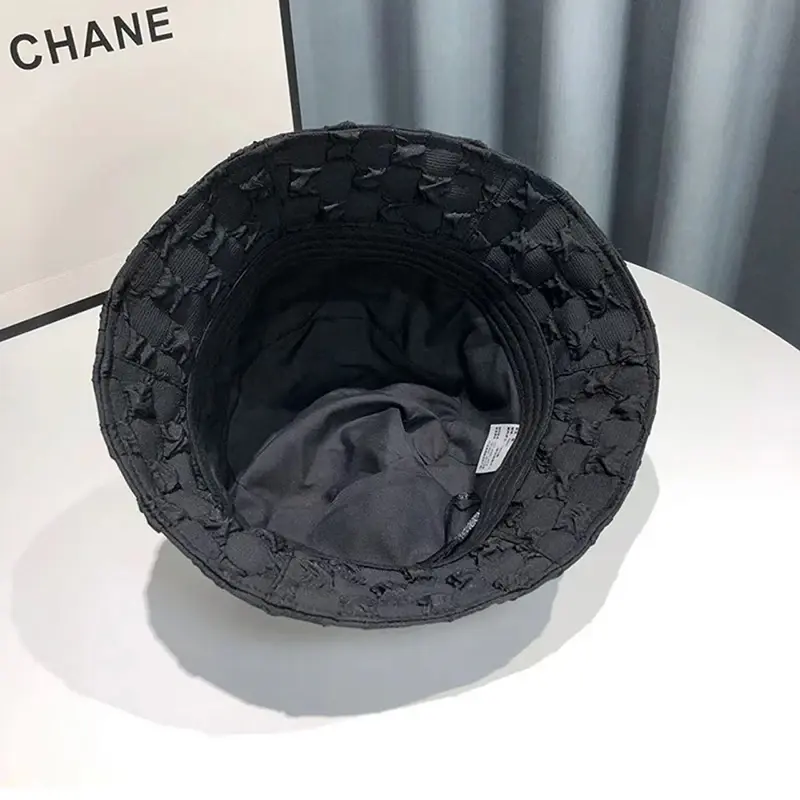 Bubble Plaid Fisherman Caps for Women Summer Wide Brim Outdoor Sunshade Bucket Hats Fashion Girl Solid Color Basin Caps