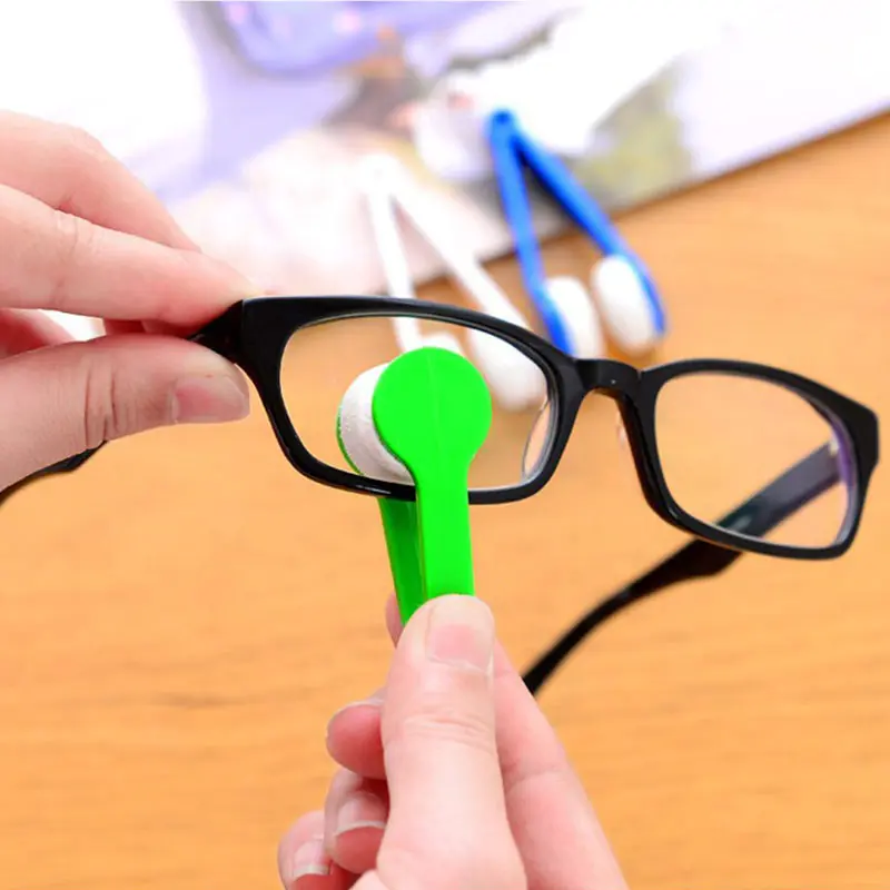 2Pcs Eyeglasses Lens Cloth Sunglasses Microfiber Cleaner Cleaning Slippers Handle Wiper Use Spectacles Eyewear Cleaning Brush