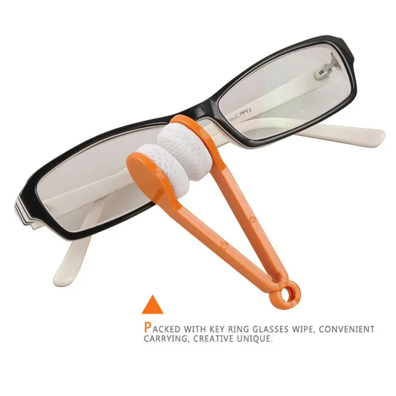 2Pcs Eyeglasses Lens Cloth Sunglasses Microfiber Cleaner Cleaning Slippers Handle Wiper Use Spectacles Eyewear Cleaning Brush