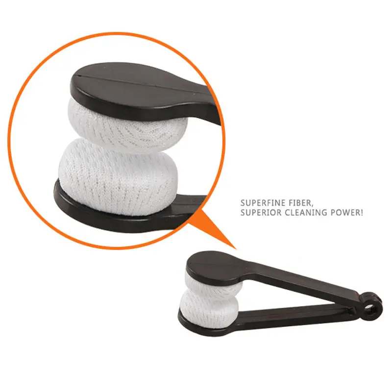 2Pcs Eyeglasses Lens Cloth Sunglasses Microfiber Cleaner Cleaning Slippers Handle Wiper Use Spectacles Eyewear Cleaning Brush