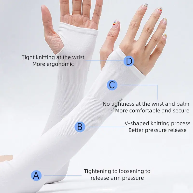 Summer Sunshade Arm Sleeves Ice Silk Solid Color Outdoor Cycling Oversleeve Arm Cover UV Protection Fingerless Sleeves