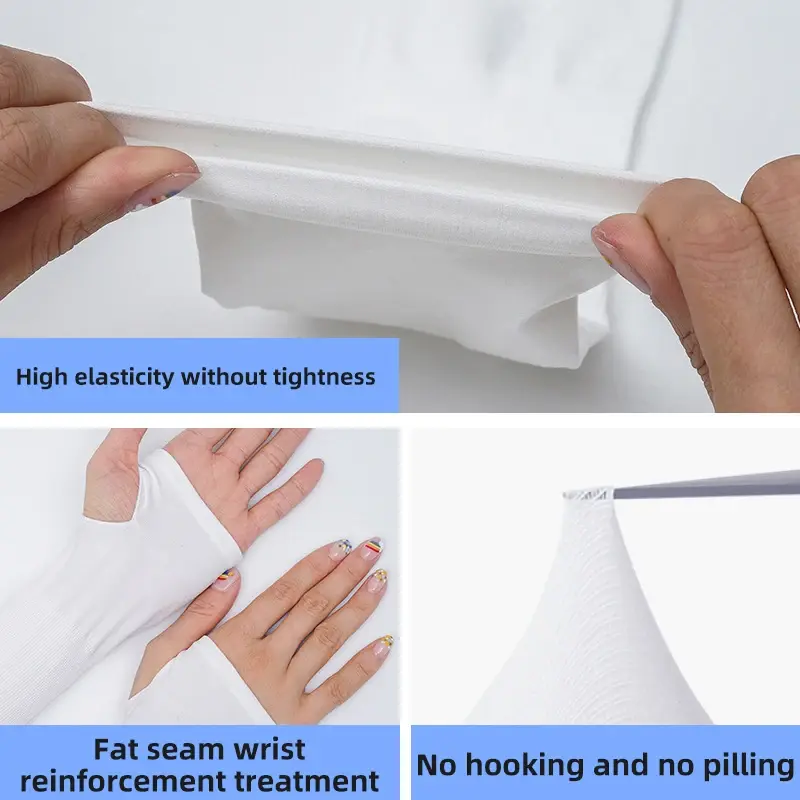Summer Sunshade Arm Sleeves Ice Silk Solid Color Outdoor Cycling Oversleeve Arm Cover UV Protection Fingerless Sleeves