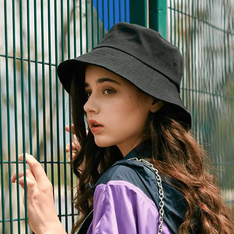 Summer Bucket Hat for Women Big Wide Brim Outdoor Soft Cotton Solid Color Sun Hats Portable Foldable Panama Cap Lady Caps