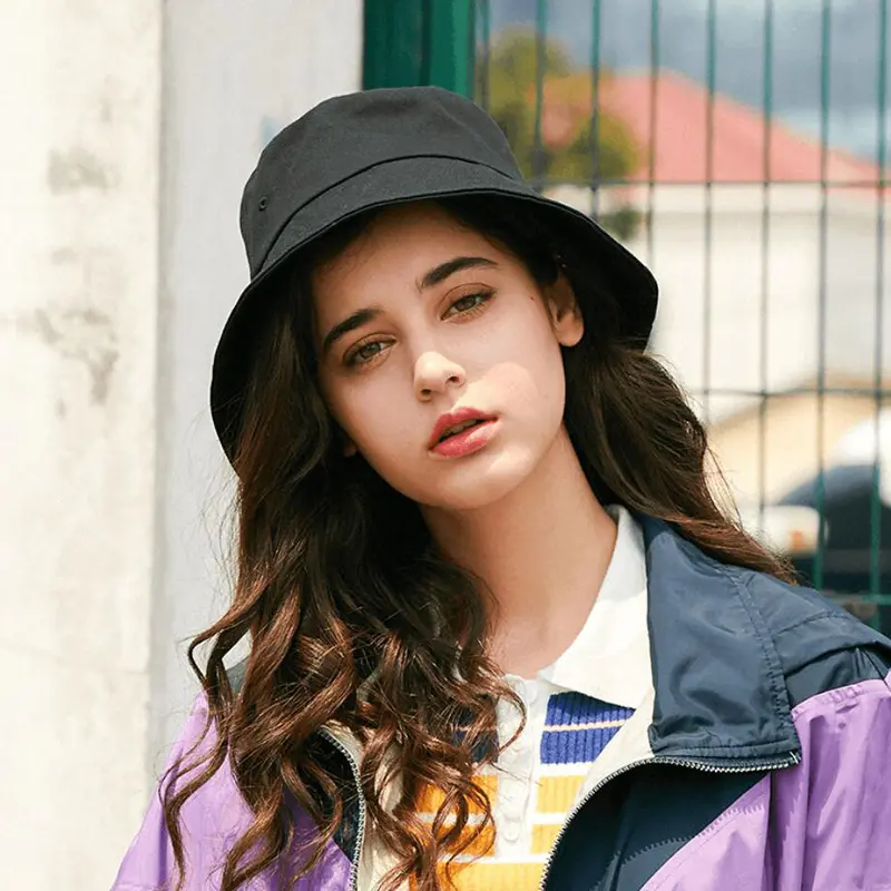 Summer Bucket Hat for Women Big Wide Brim Outdoor Soft Cotton Solid Color Sun Hats Portable Foldable Panama Cap Lady Caps