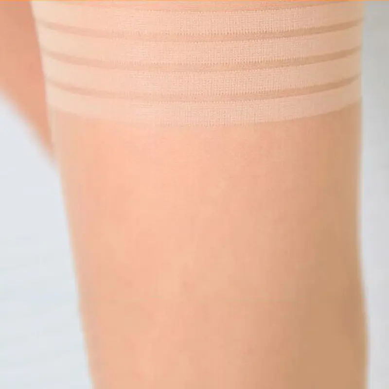 Sheer Sexy black Stockings Thigh High Fishnet Socks Black White Striped Silicone Cross Bandage Stocking Nightclubs Pantyhose