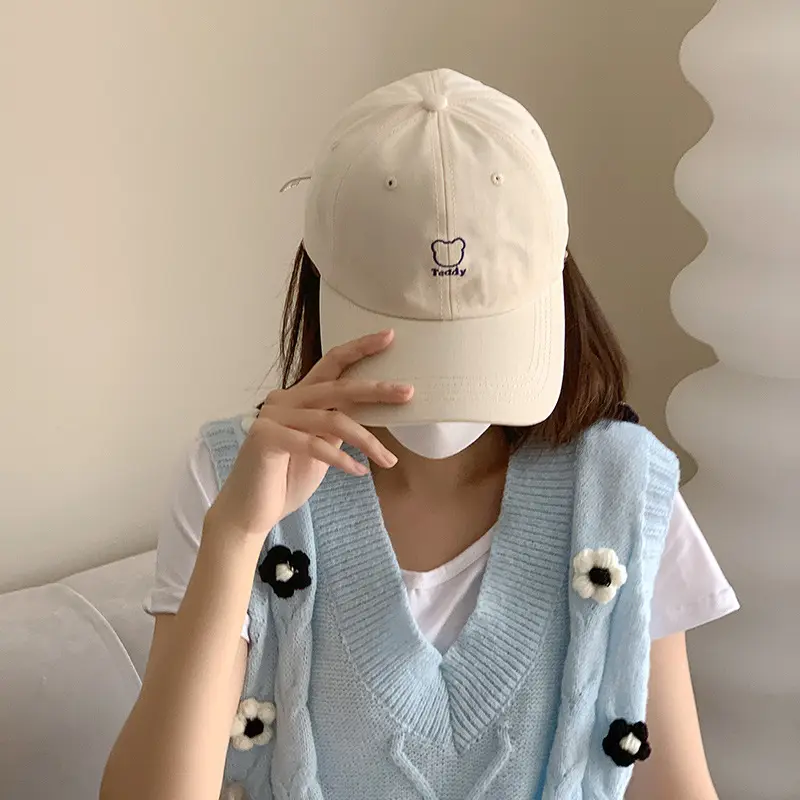 New Women Baseball Caps Solid Color Letter B Embroidery Korean Baseball Cap Ladies Girls Summer Sun Hats