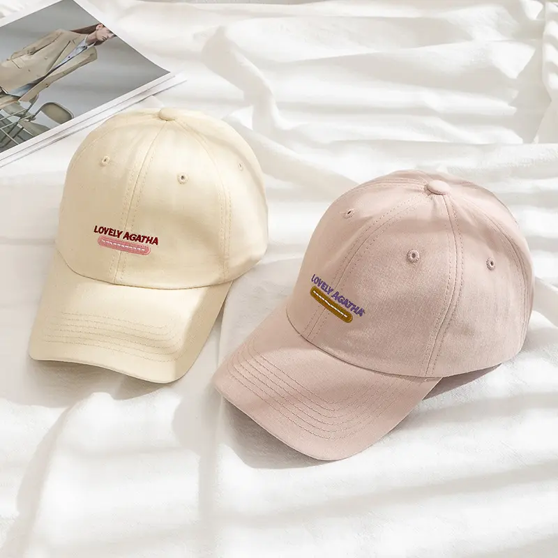New Women Baseball Caps Solid Color Letter B Embroidery Korean Baseball Cap Ladies Girls Summer Sun Hats