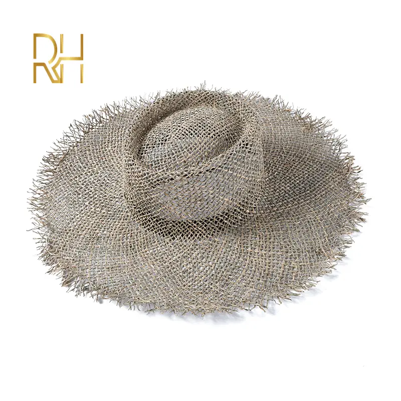 RH Fashion Summer Women Travel Fedora Straw Hat Breathable Salt Seagrass Panama Jazz Straw Beach Sun Cap For Vacation