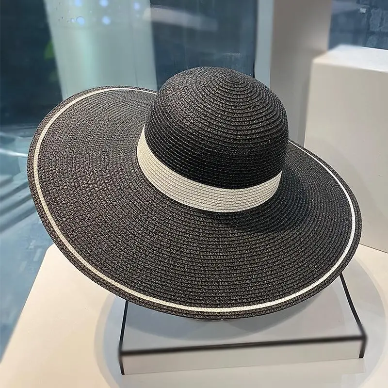 New Women's Beach Straw Hats Girls Outdoor Natural Straw Sun Hats Visor New Summer Large Brim Cap Gorras