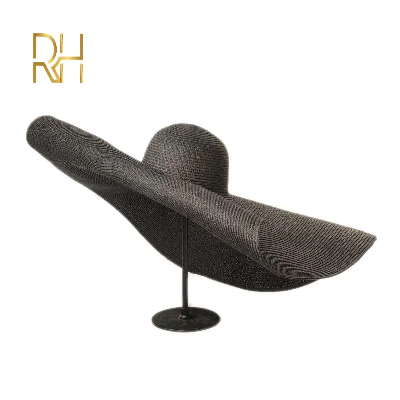 Big Beach Sun Straw Hat 30 40cm Brim 80 100cm Diameter Women Round Protect Travel Holiday Caps Foldable Super Large Straw Hat