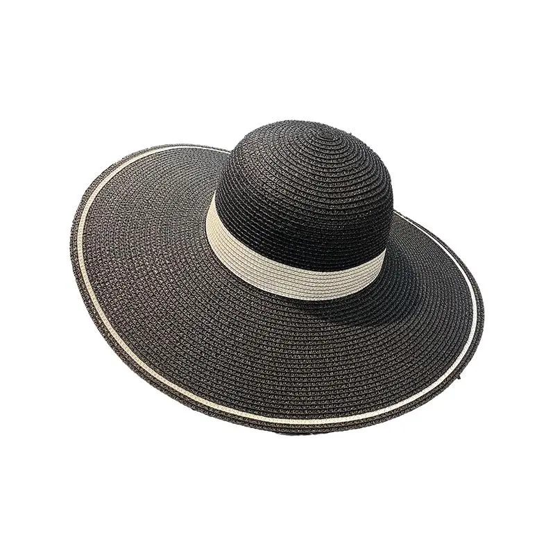 New Women's Beach Straw Hats Girls Outdoor Natural Straw Sun Hats Visor New Summer Large Brim Cap Gorras