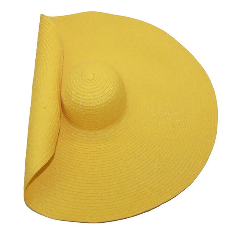 Big Beach Sun Straw Hat 30 40cm Brim 80 100cm Diameter Women Round Protect Travel Holiday Caps Foldable Super Large Straw Hat