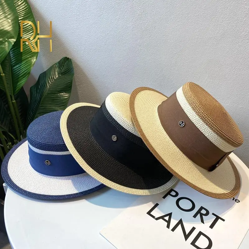 Hepburn French Celebrity Style Fragrance Color Matching Top Female Sunshade Sunscreen Vacation Travel Flat Straw Hat