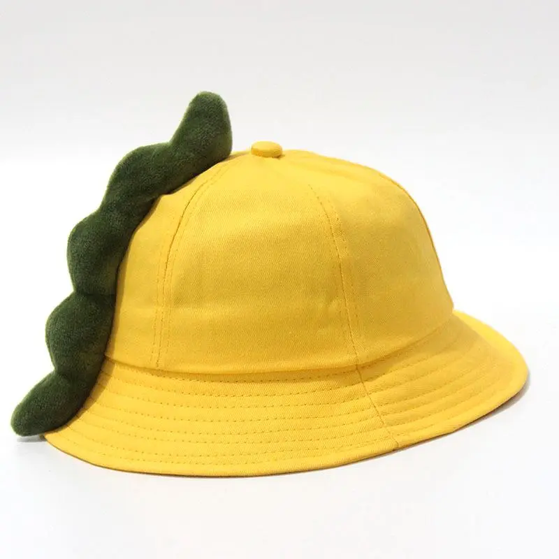 Children Little Yellow Fisherman Hat Cartoon Kindergarten Students Adult Cute Giraffe Leaf Cotton Bucket Hat