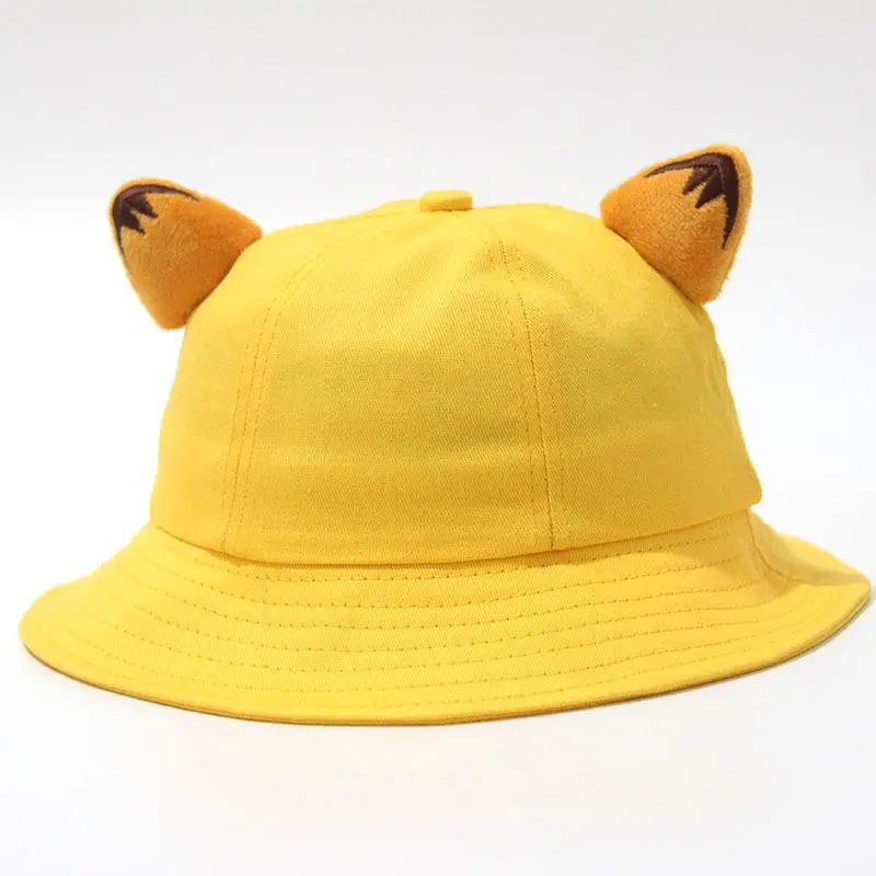Children Little Yellow Fisherman Hat Cartoon Kindergarten Students Adult Cute Giraffe Leaf Cotton Bucket Hat