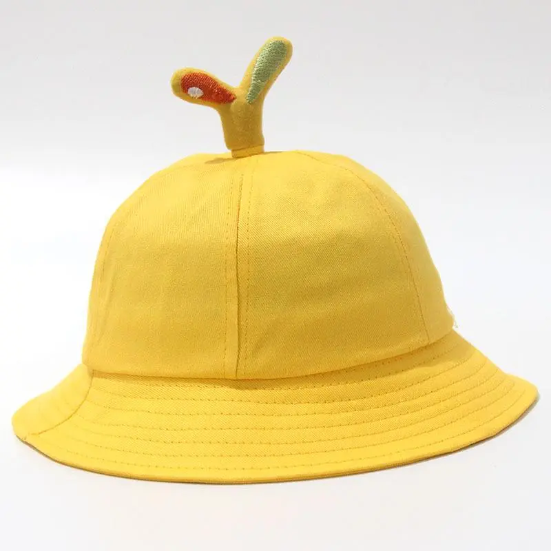 Children Little Yellow Fisherman Hat Cartoon Kindergarten Students Adult Cute Giraffe Leaf Cotton Bucket Hat
