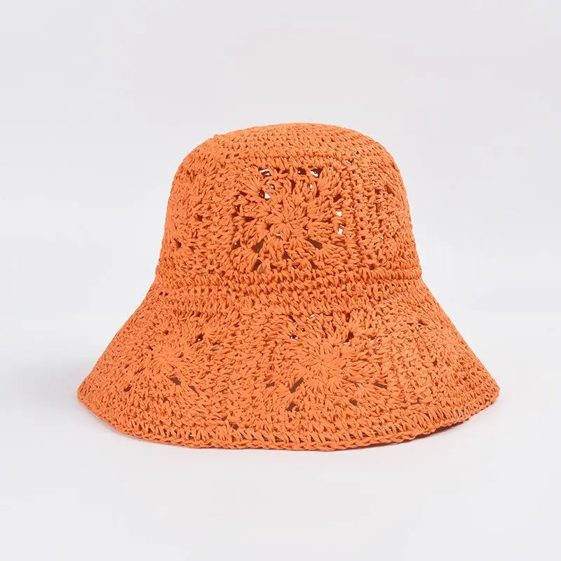 Hand-woven Crochet Sun Hats for Women 2023 New Bucket Hat Summer Travel Fashion Hollow Out Sunshade Straw Retro Basin Cap