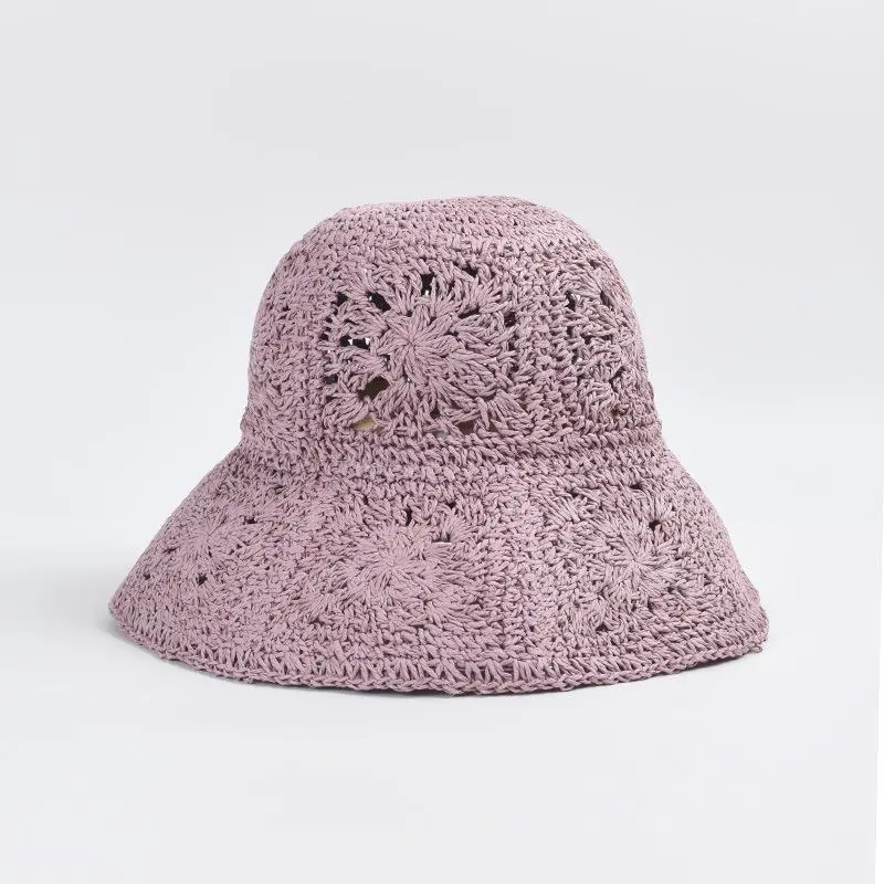 Hand-woven Crochet Sun Hats for Women 2023 New Bucket Hat Summer Travel Fashion Hollow Out Sunshade Straw Retro Basin Cap