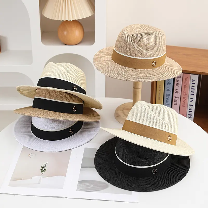 Adult Panama Hat Adjustable Fedora Jazz Hat UVProtection Trendy Irregular Fine Paper Straw Hat