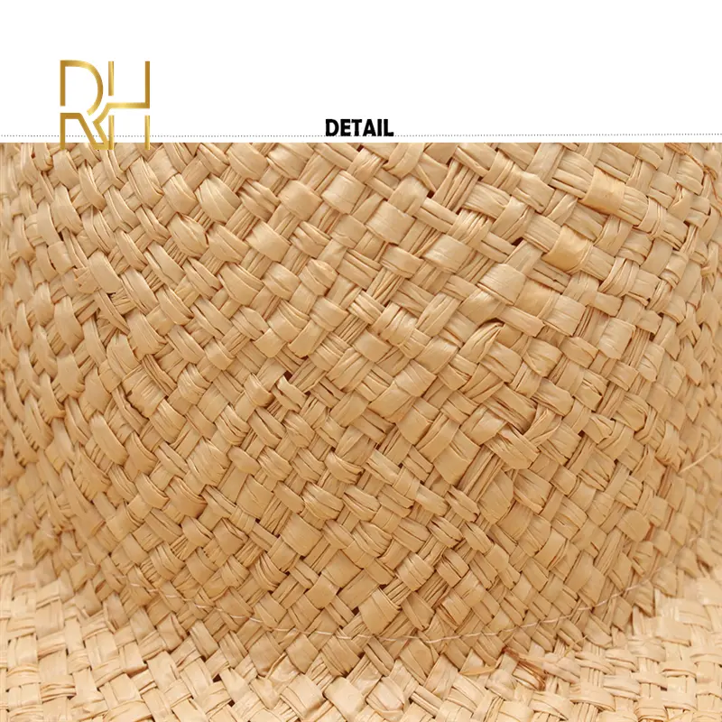 Natural Raffia Women Straw Sun Hats Large Wide Brim Raw Edge Handmade Beach Caps For Holiday