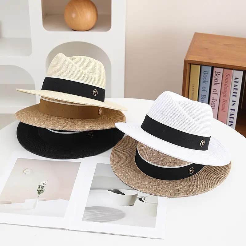 Adult Panama Hat Adjustable Fedora Jazz Hat UVProtection Trendy Irregular Fine Paper Straw Hat